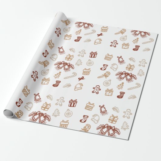 Monogram Decoratief Kerstmisdecor Oranament Cadeaupapier (Uitgerold)