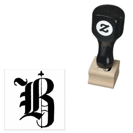 Monogram  decoratief oud Engels Letter B Rubberstempel (Gestempeld)