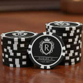 Monogram decoratief schild kroon zwart poker chips