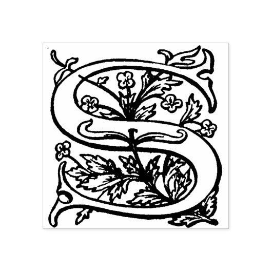 Monogram  decoratieve bloemletter S Rubberstempel (Afrduk)