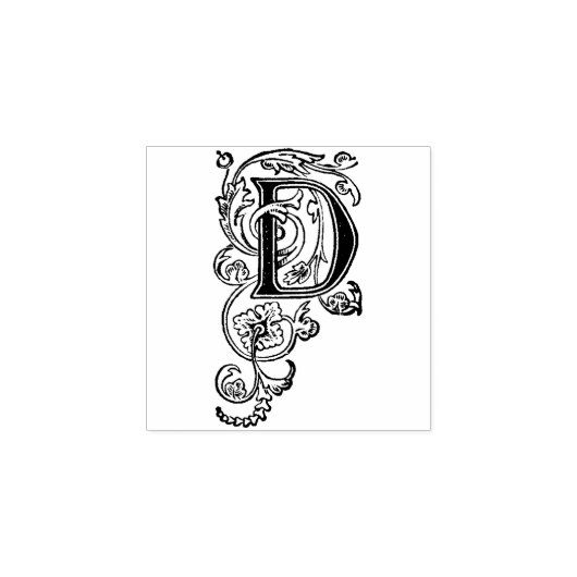 Monogram  decoratieve hoofdletter D Rubberstempel (Afrduk)