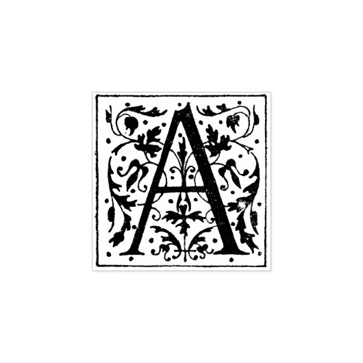Monogram  decoratieve letter A Rubberstempel (Afrduk)