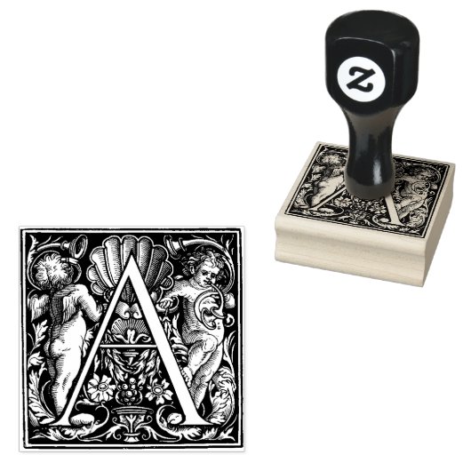 Monogram  decoratieve letter A Rubberstempel (Gestempeld)