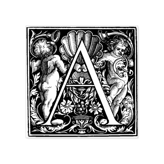 Monogram  decoratieve letter A Rubberstempel (Afrduk)