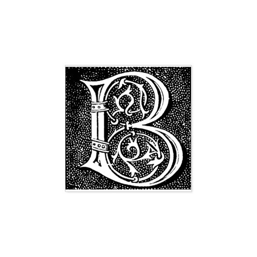 Monogram  decoratieve letter B Rubberstempel (Afrduk)
