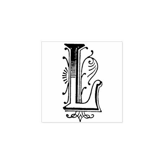 Monogram decoratieve letter L Rubberstempel (Afrduk)
