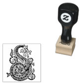 Monogram decoratieve letter S Dragon Rubberstempel (Gestempeld)