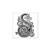 Monogram decoratieve letter S Dragon Rubberstempel (Afrduk)
