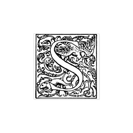 Monogram decoratieve letter S Rubberstempel (Afrduk)