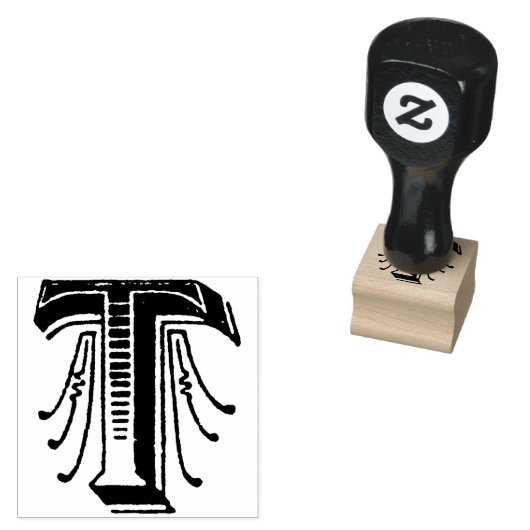 Monogram decoratieve letter T Rubberstempel (Gestempeld)