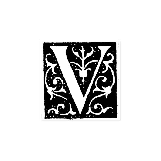 Monogram  decoratieve letter V Rubberstempel (Afrduk)