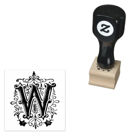 Monogram  decoratieve letter W Rubberstempel (Gestempeld)