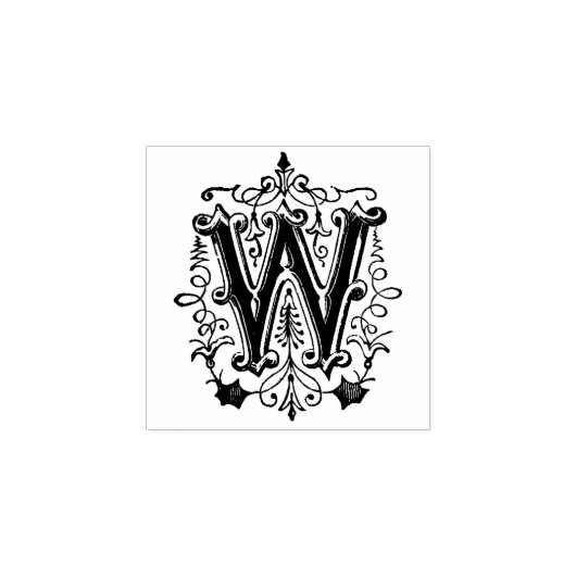 Monogram decoratieve letter W Rubberstempel (Afrduk)