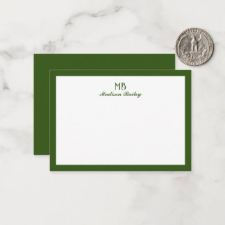 Monogram Decoratieve Typografie | Donkere Moss Gre Notitiekaartje