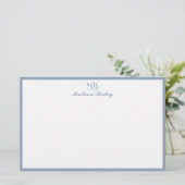 Monogram Decoratieve Typografie | Dusty Blue Briefpapier (Staand voorkant)