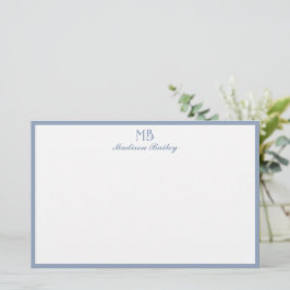 Monogram Decoratieve Typografie | Dusty Blue Briefpapier