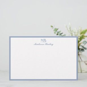 Monogram Decoratieve Typografie   Dusty Blue Briefpapier