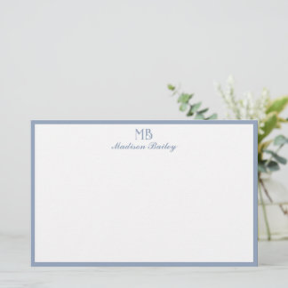 Monogram Decoratieve Typografie | Dusty Blue Briefpapier