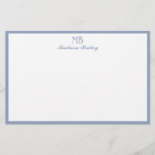 Monogram Decoratieve Typografie | Dusty Blue Briefpapier (Voorkant)