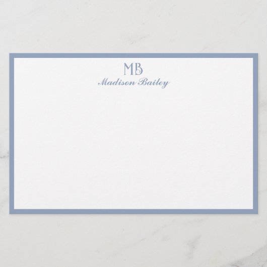 Monogram Decoratieve Typografie | Dusty Blue Briefpapier (Voorkant)
