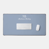 Monogram Decoratieve Typografie Dusty Blue Bureaumat (Keyboard & Muis)