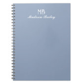Monogram Decoratieve Typografie Dusty Blue Notitieboek (Voorkant)