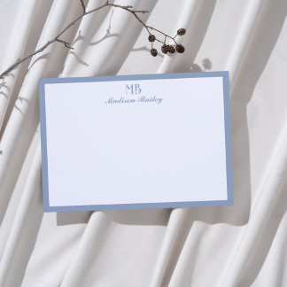 Monogram Decoratieve Typografie | Dusty Blue Notitiekaartje