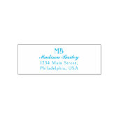 Monogram decoratieve typografie | Dusty Blue Retur Zelfinktende Stempel (Design)