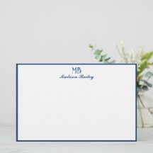 Monogram Decoratieve Typografie Marine Blauwe Rand