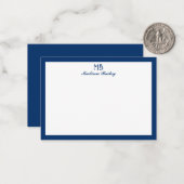 Monogram decoratieve typografie | Marineblauw Notitiekaartje (Voorkant / Achterkant in situ)
