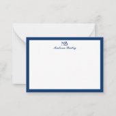 Monogram Decoratieve Typografie | Navy Blue Notitiekaartje (Voorkant)