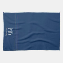 Monogram Decoratieve Typografie | Navy Blue Theedoek