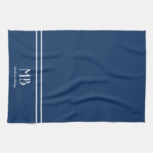 Monogram Decoratieve Typografie | Navy Blue Theedoek (Horizontaal)