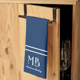 Monogram Decoratieve Typografie | Navy Blue Theedoek