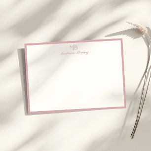 Monogram decoratieve typografie Stof Roze Notitiekaartje