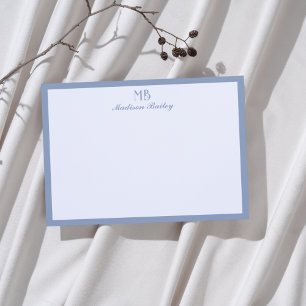 Monogram decoratieve typografie Stofblauw Notitiekaartje
