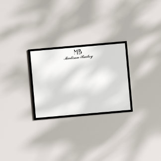 Monogram Decoratieve Typografie | Zwart-wit Notitiekaartje