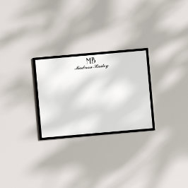 Monogram Decoratieve Typografie | Zwart-wit Notitiekaartje