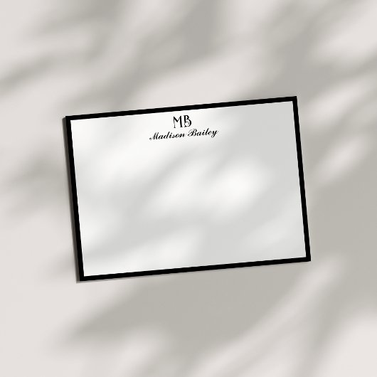 Monogram Decoratieve Typografie | Zwart-wit Notitiekaartje