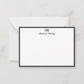 Monogram Decoratieve Typografie | Zwart-wit Notitiekaartje (Voorkant)