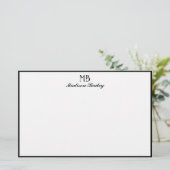 Monogram decoratieve typografie zwarte rand briefpapier (Staand voorkant)
