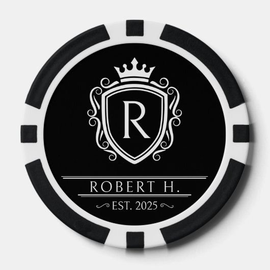 Monogram Decorative Shield Crown Black Poker Chips (Voorkant)