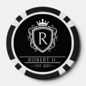 Monogram Decorative Shield Crown Black Poker Chips (Achterkant)