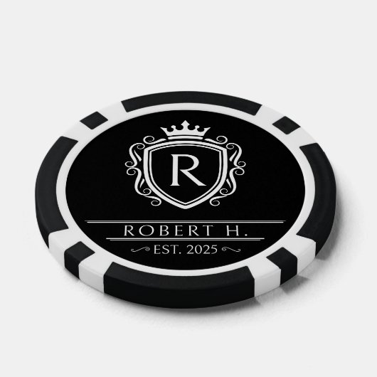 Monogram Decorative Shield Crown Black Poker Chips (Enkel)