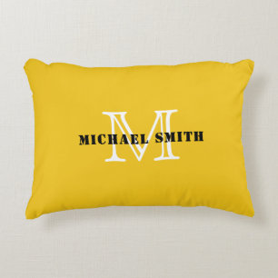 Monogram Deep Lemon Achtergrond Accent Kussen