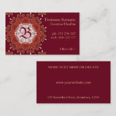 Monogram Deep Red Floral Emblem Visitekaartje (Voorkant / Achterkant)