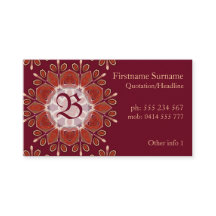 Monogram Deep Red Floral Emblem Visitekaartje