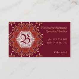 Monogram Deep Red Floral Emblem Visitekaartje