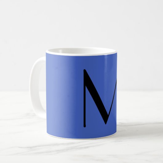 Monogram Deep Royal Black Modern Voeg Initiaal voo Koffiemok (Voorkant links)