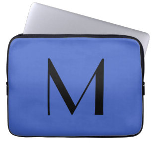 Monogram Deep Royal Black Modern Voeg Initiaal voo Laptop Sleeve